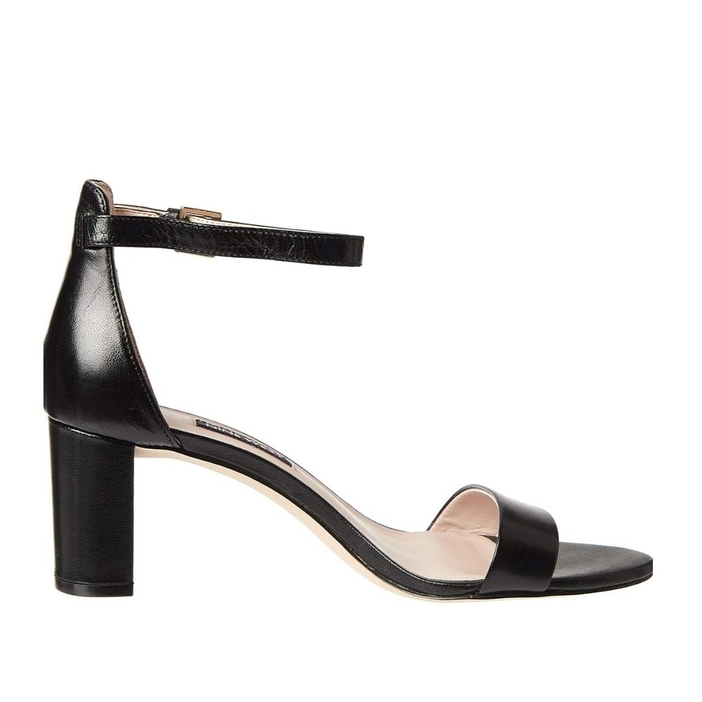 Nine West Womens Pruce Black Leather Block Heel Ankle Strap Sandals 8.5W - Picture 2 of 12
